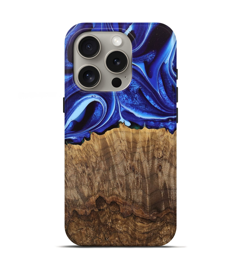 iPhone 16 Pro Wood Live Edge Phone Case - Koa (Blue, 745728)