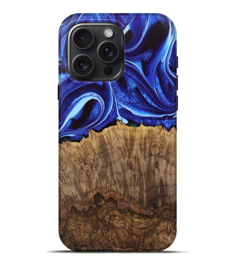 iPhone 16 Pro Max Wood Live Edge Phone Case - Koa (Blue, 745728)