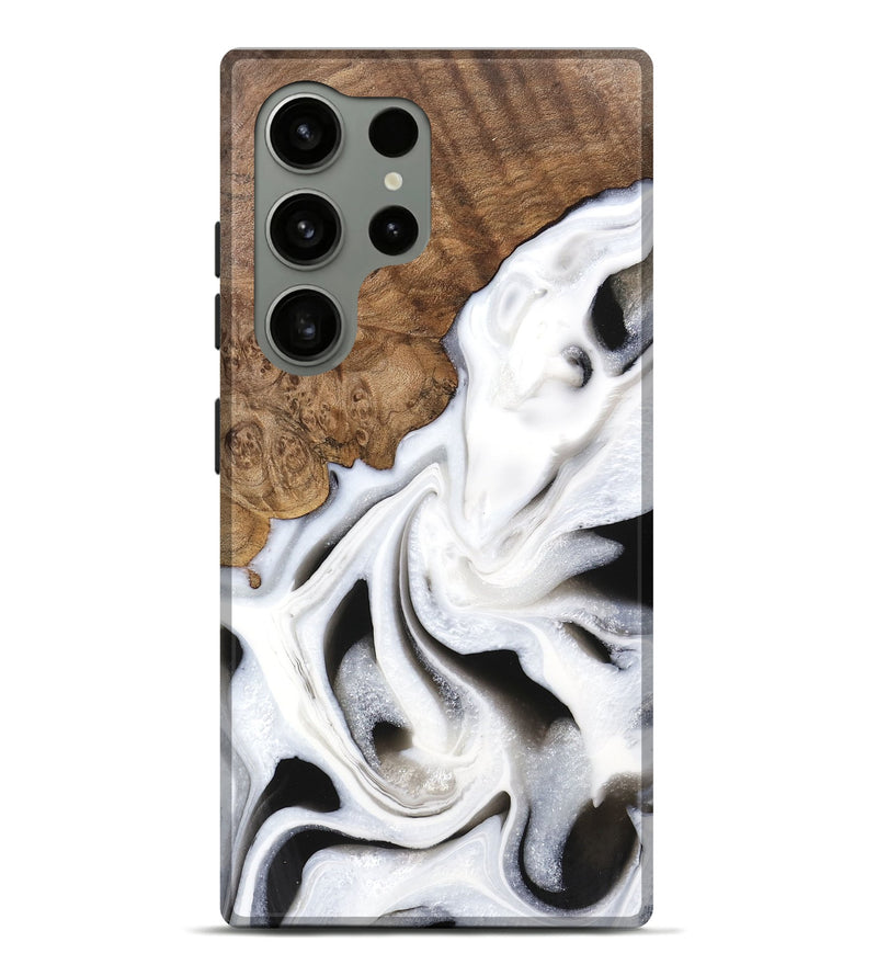 Galaxy S24 Ultra Wood Live Edge Phone Case - Cindy (Black & White, 745735)