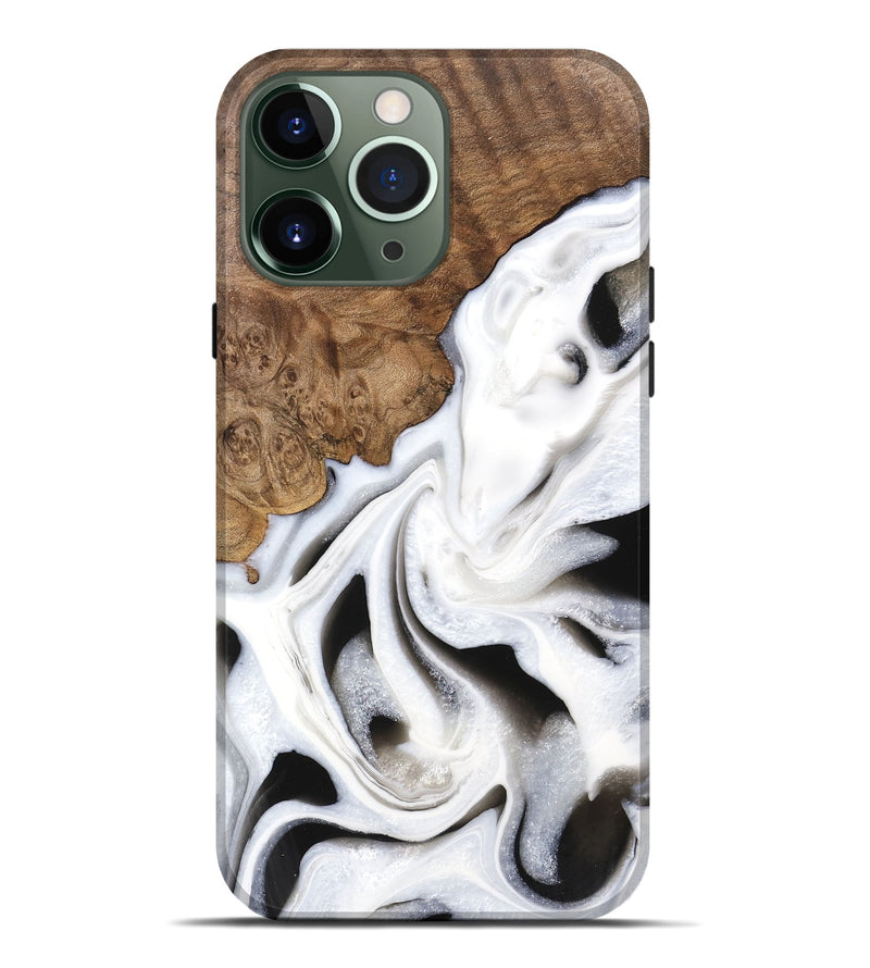 iPhone 13 Pro Max Wood Live Edge Phone Case - Cindy (Black & White, 745735)