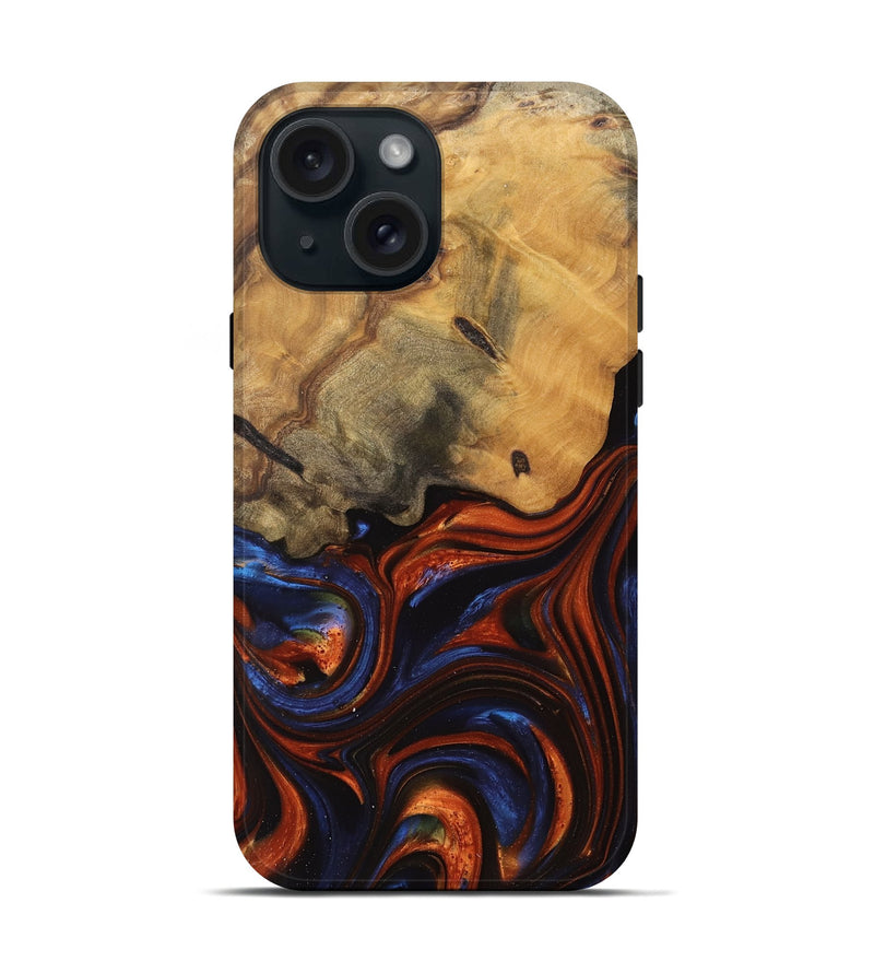 iPhone 15 Wood Live Edge Phone Case - Amirah (Red, 745736)