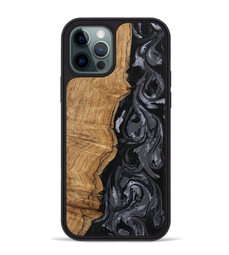 iPhone 12 Pro Max Wood Phone Case - Crissy (Black & White, 745757)