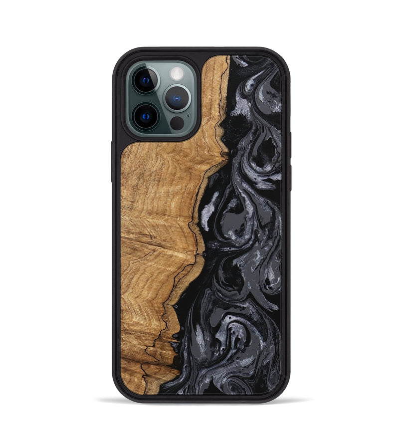 iPhone 12 Pro Wood Phone Case - Crissy (Black & White, 745757)