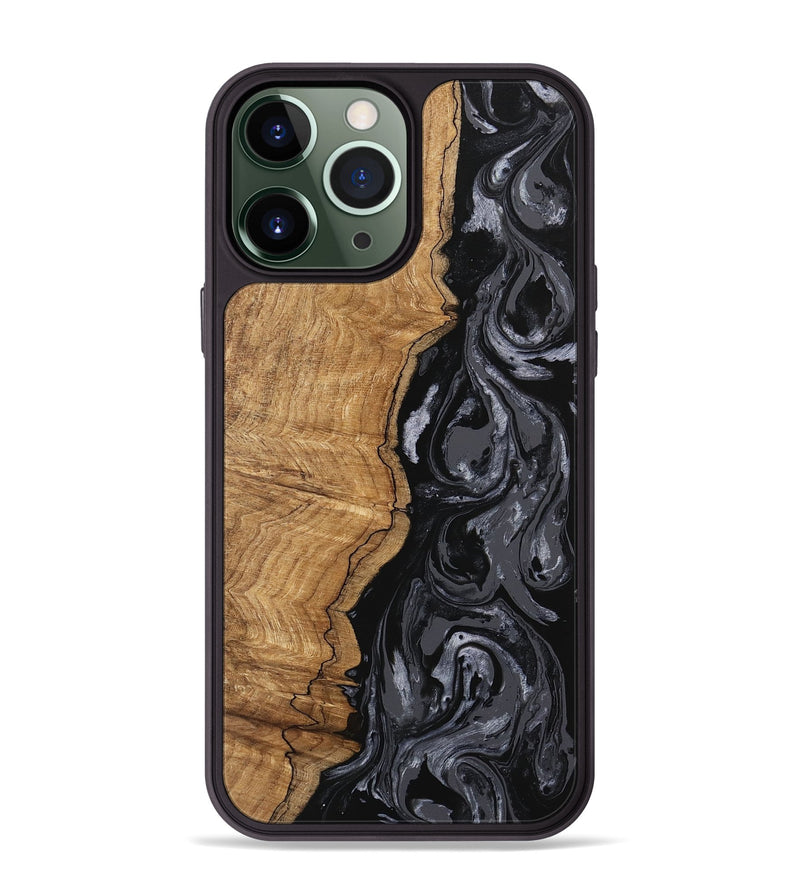 iPhone 13 Pro Max Wood Phone Case - Crissy (Black & White, 745757)