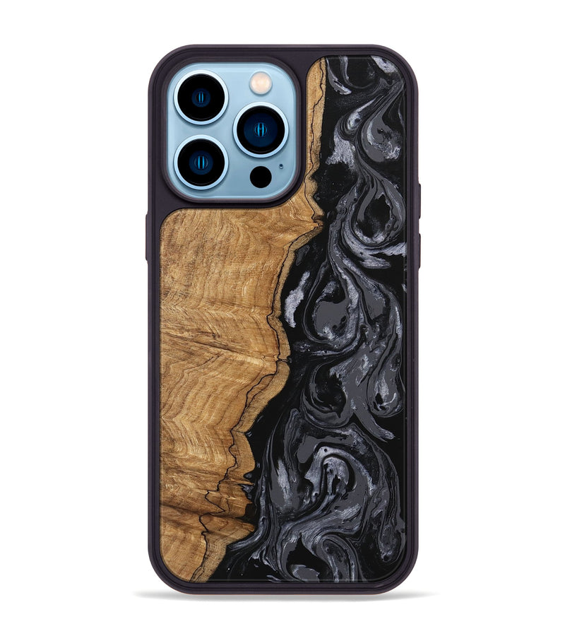 iPhone 14 Pro Max Wood Phone Case - Crissy (Black & White, 745757)