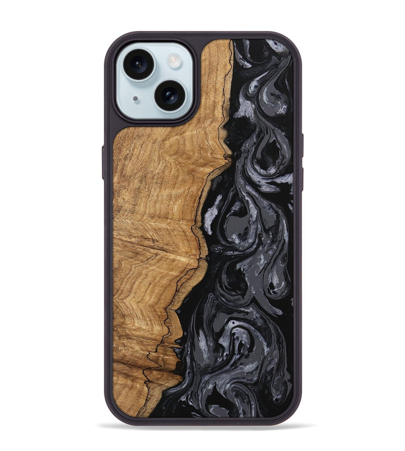 iPhone 15 Plus Wood Phone Case - Crissy (Black & White, 745757)