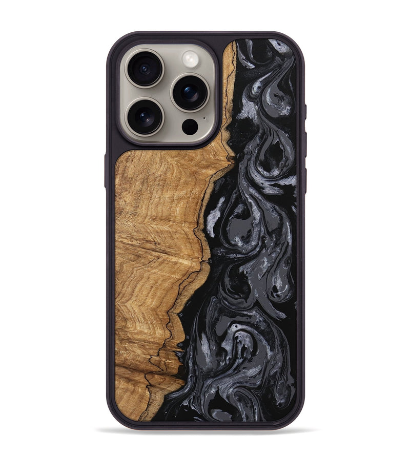 iPhone 15 Pro Max Wood Phone Case - Crissy (Black & White, 745757)