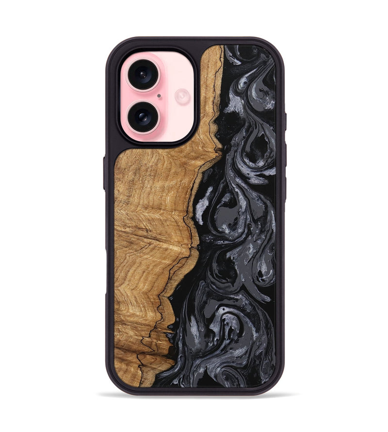 iPhone 16 Wood Phone Case - Crissy (Black & White, 745757)