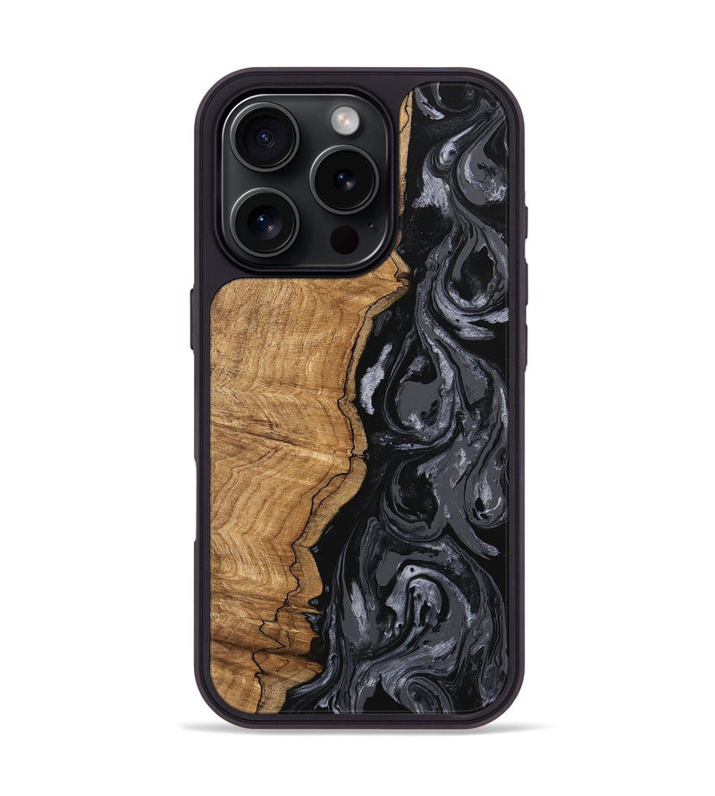 iPhone 16 Pro Wood Phone Case - Crissy (Black & White, 745757)