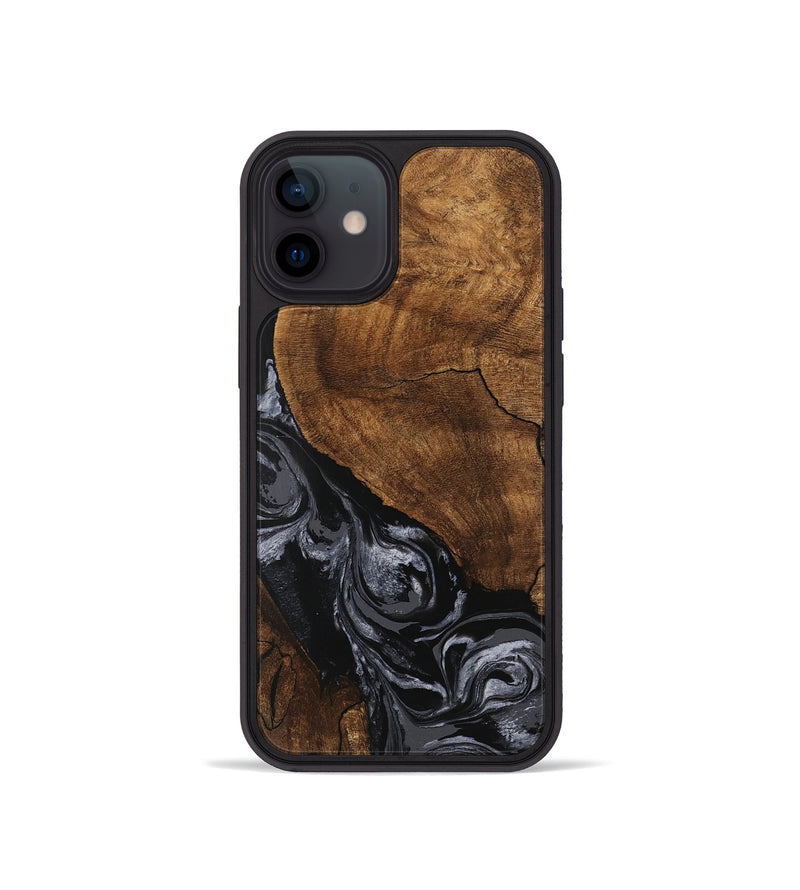 iPhone 12 mini Wood Phone Case - Elouise (Black & White, 745758)