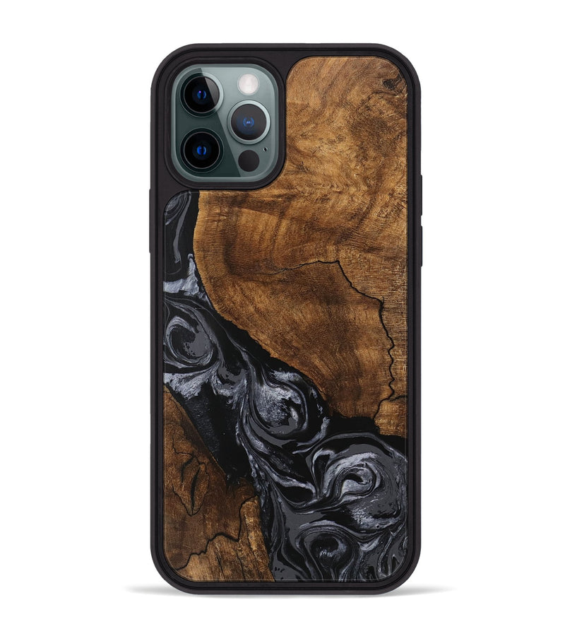 iPhone 12 Pro Max Wood Phone Case - Elouise (Black & White, 745758)