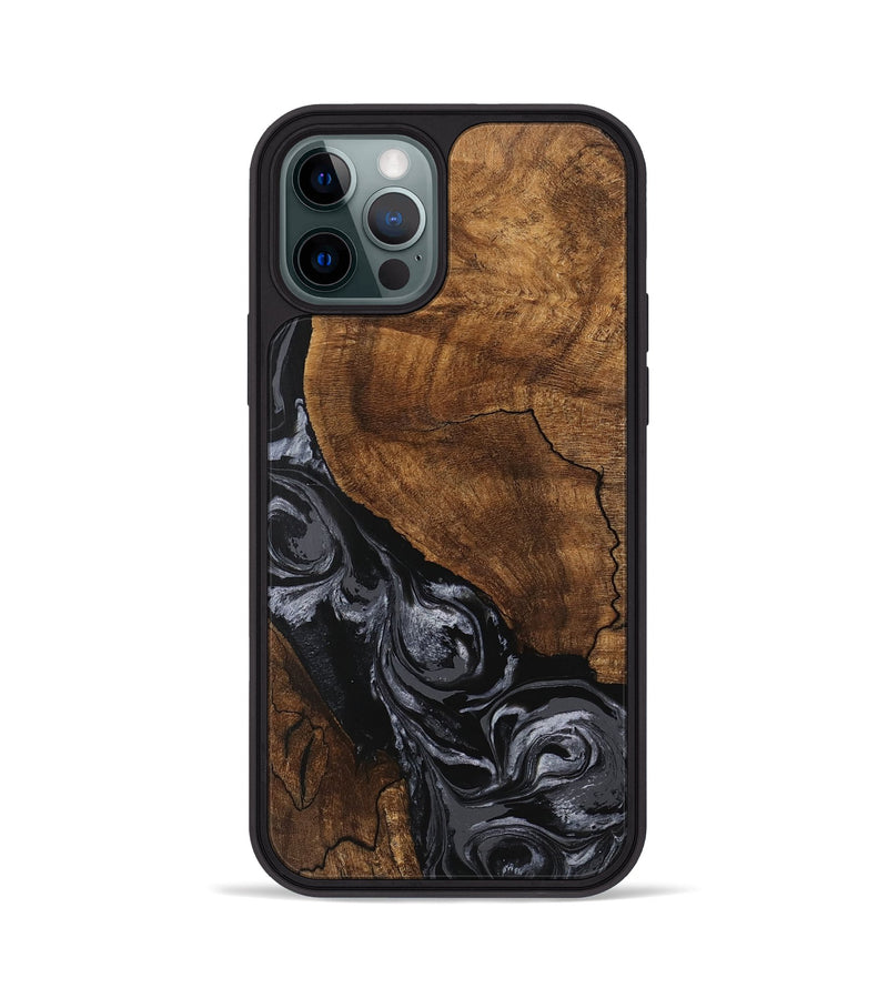 iPhone 12 Pro Wood Phone Case - Elouise (Black & White, 745758)