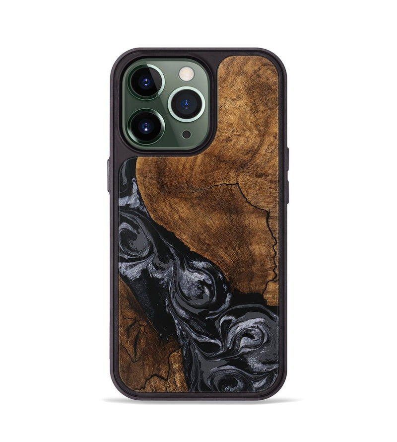 iPhone 13 Pro Wood Phone Case - Elouise (Black & White, 745758)