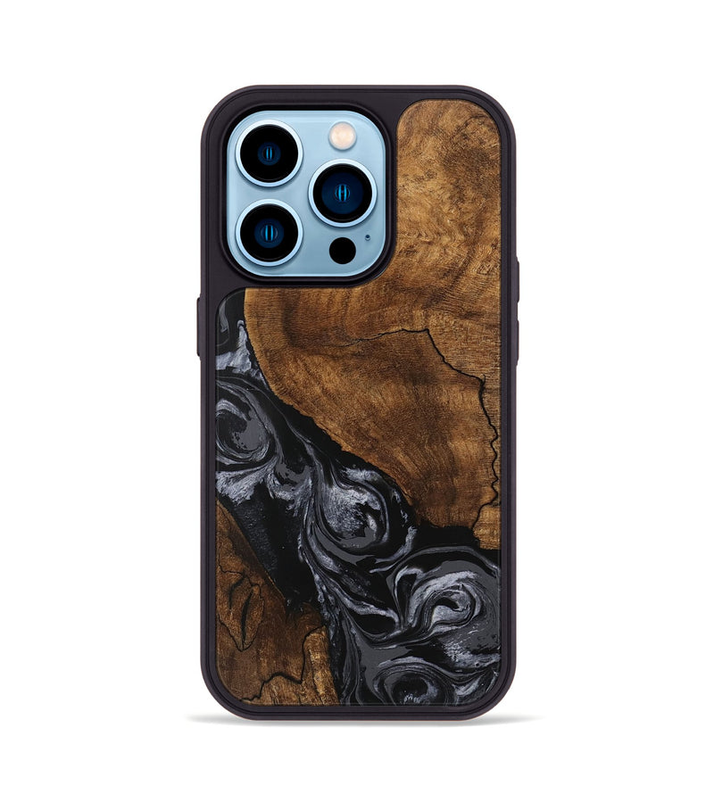 iPhone 14 Pro Wood Phone Case - Elouise (Black & White, 745758)