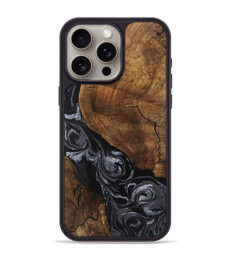 iPhone 15 Pro Max Wood Phone Case - Elouise (Black & White, 745758)