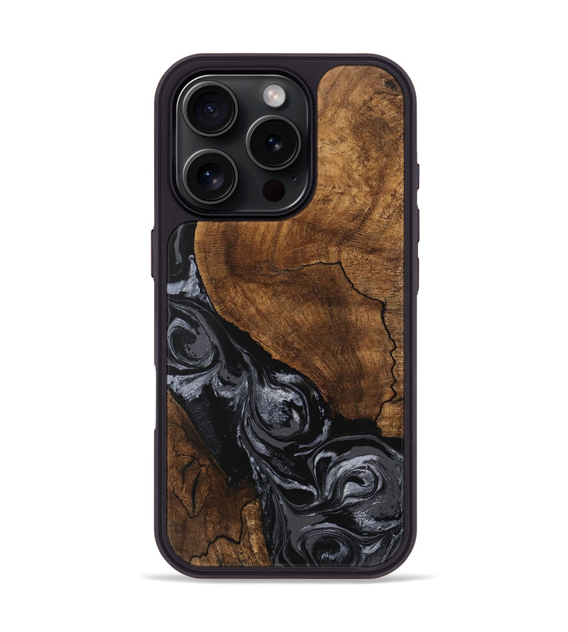 iPhone 16 Pro Wood Phone Case - Elouise (Black & White, 745758)