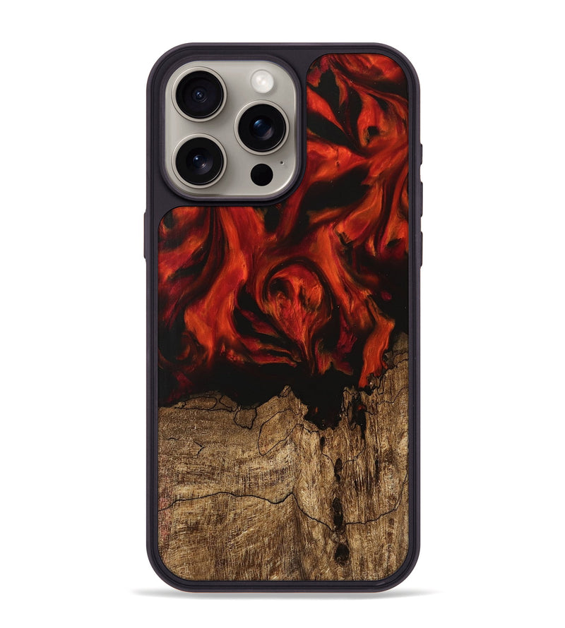 iPhone 15 Pro Max Wood Phone Case - Hulda (Red, 745762)