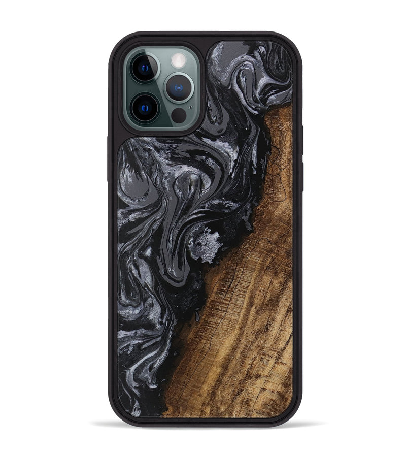 iPhone 12 Pro Max Wood Phone Case - Ayaan (Black & White, 745765)