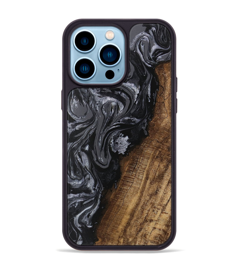 iPhone 14 Pro Max Wood Phone Case - Ayaan (Black & White, 745765)