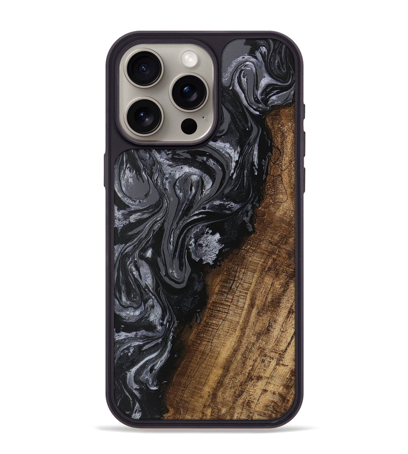 iPhone 15 Pro Max Wood Phone Case - Ayaan (Black & White, 745765)