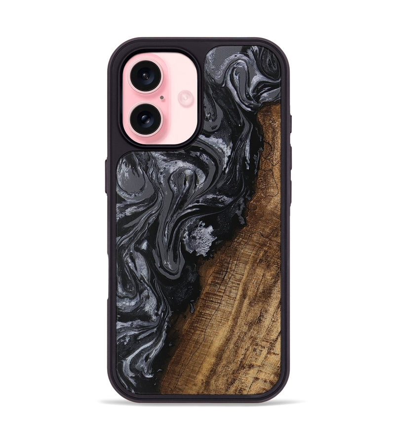 iPhone 16 Wood Phone Case - Ayaan (Black & White, 745765)