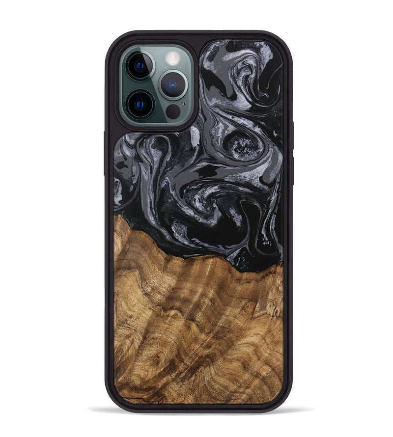 iPhone 12 Pro Max Wood Phone Case - Lauri (Black & White, 745767)