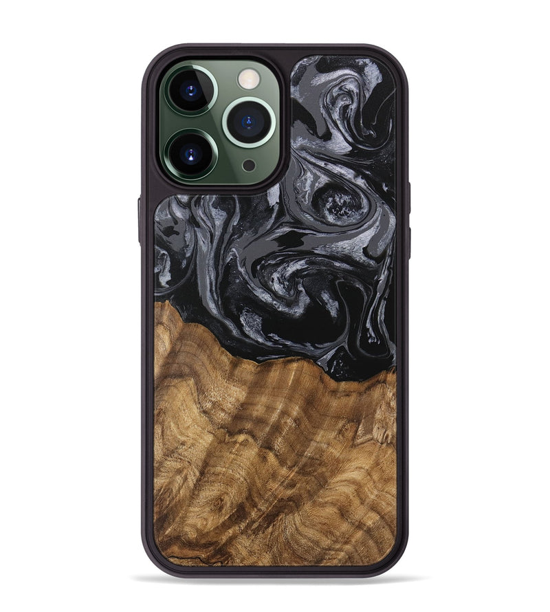 iPhone 13 Pro Max Wood Phone Case - Lauri (Black & White, 745767)