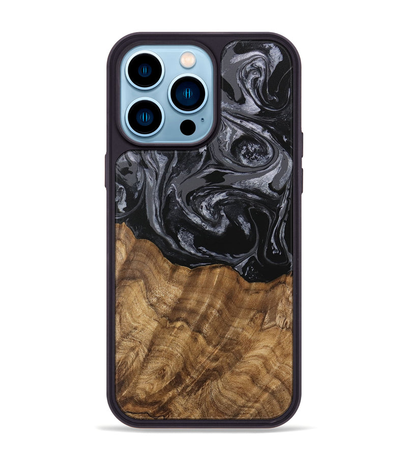 iPhone 14 Pro Max Wood Phone Case - Lauri (Black & White, 745767)