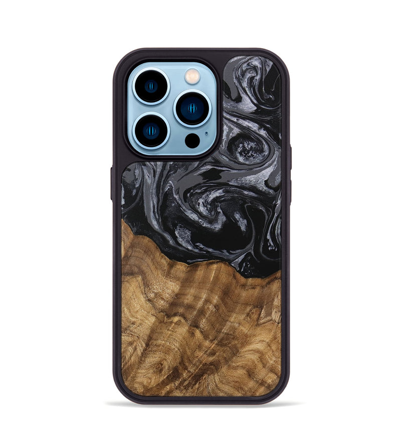 iPhone 14 Pro Wood Phone Case - Lauri (Black & White, 745767)