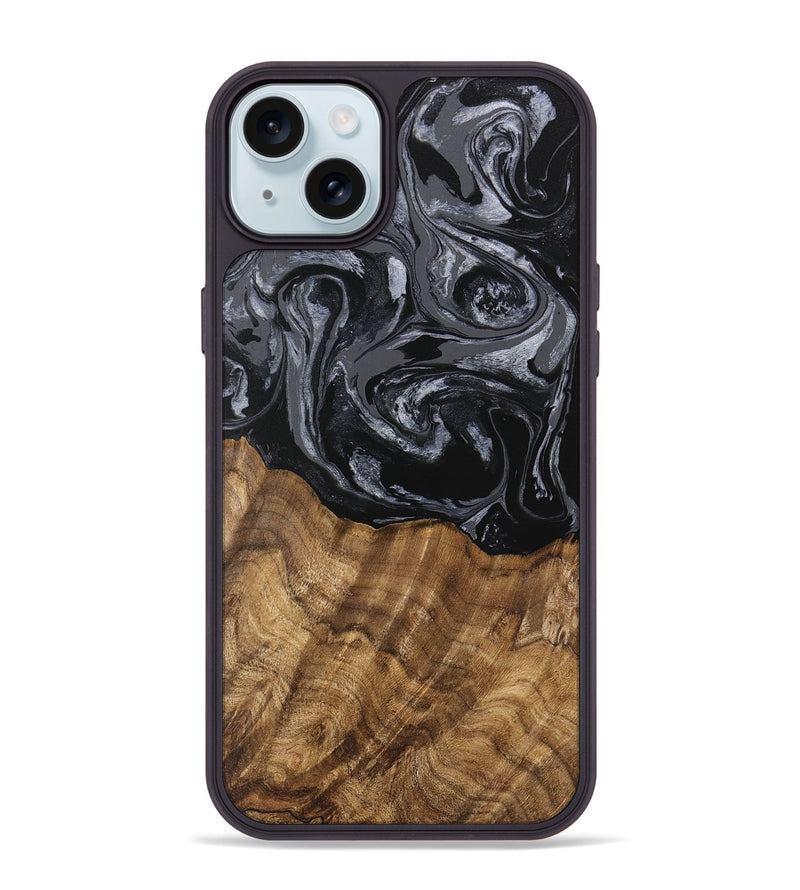 iPhone 15 Plus Wood Phone Case - Lauri (Black & White, 745767)