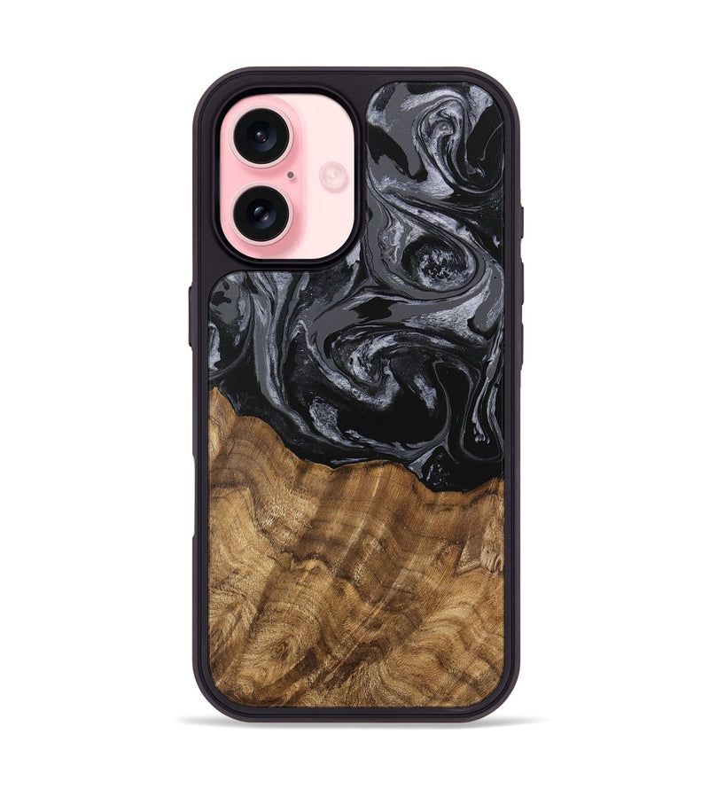 iPhone 16 Wood Phone Case - Lauri (Black & White, 745767)