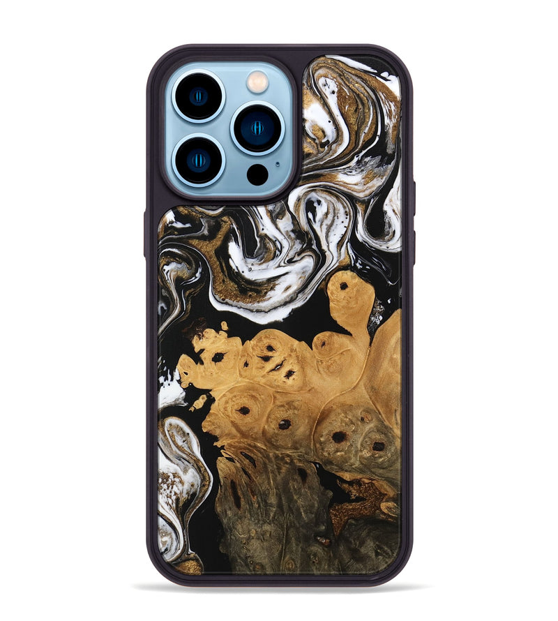 iPhone 14 Pro Max Wood Phone Case - Ryland (Black & White, 745768)