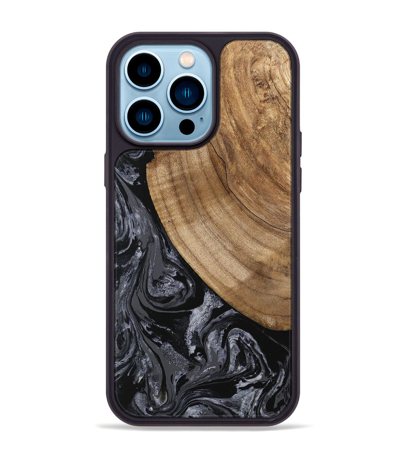 iPhone 14 Pro Max Wood Phone Case - Lydia (Black & White, 745776)