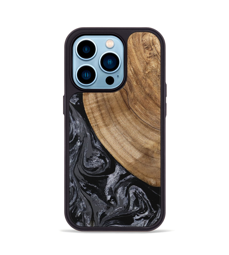 iPhone 14 Pro Wood Phone Case - Lydia (Black & White, 745776)