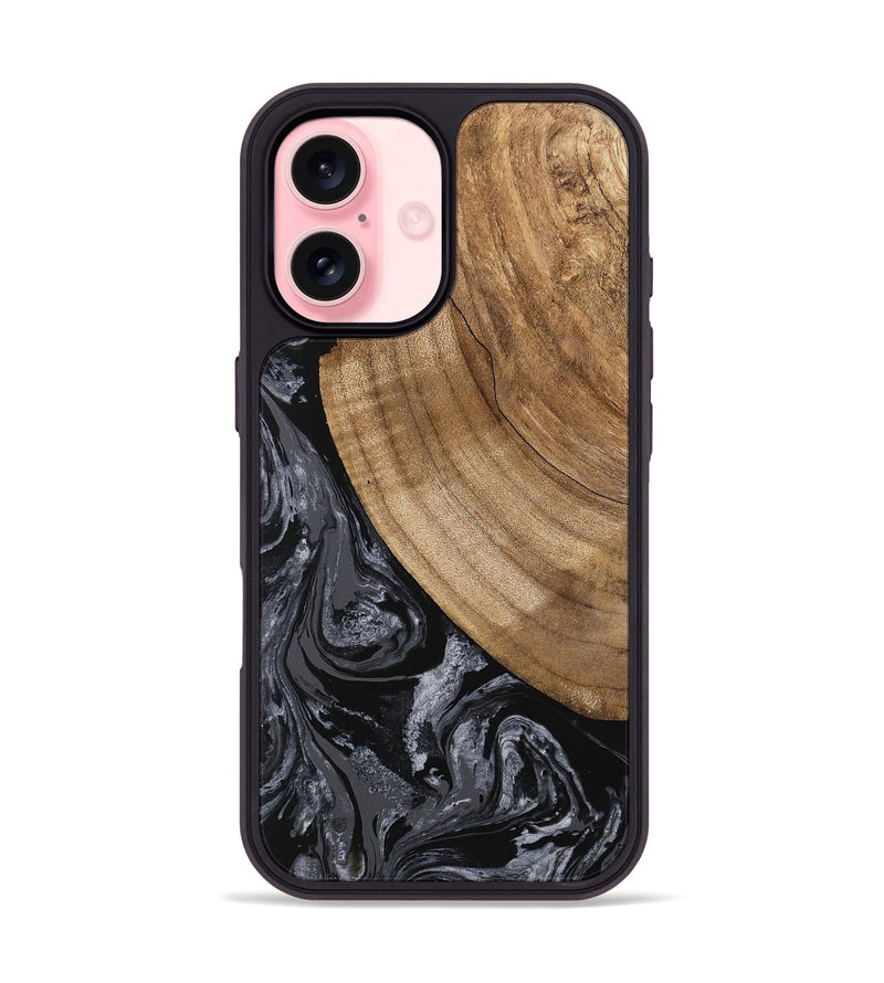 iPhone 16 Wood Phone Case - Lydia (Black & White, 745776)