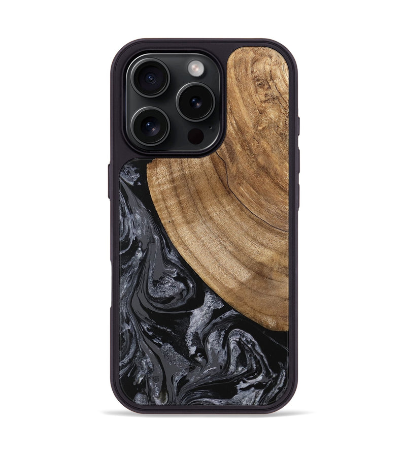 iPhone 16 Pro Wood Phone Case - Lydia (Black & White, 745776)