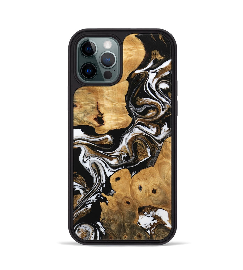 iPhone 12 Pro Wood Phone Case - Allyssa (Black & White, 745782)