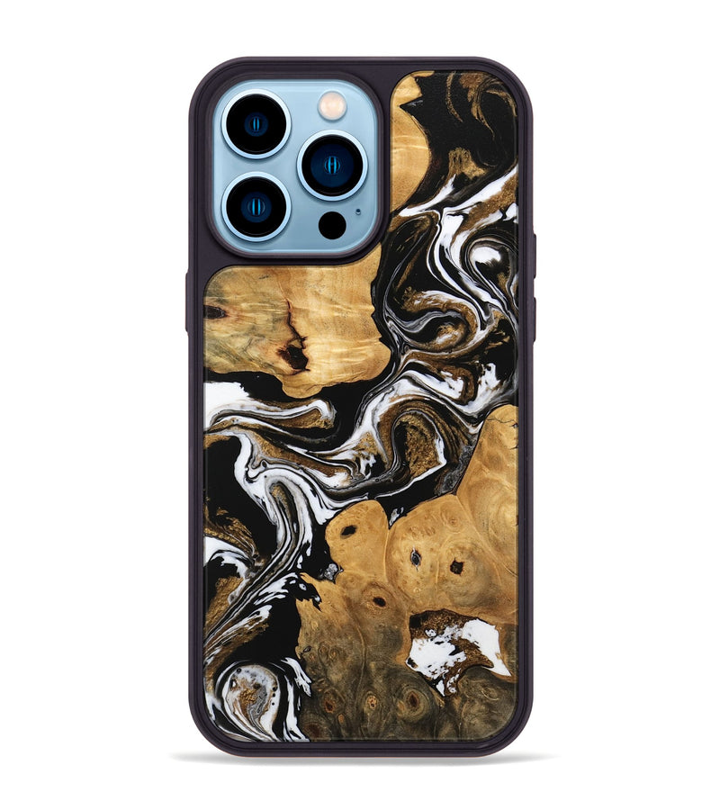 iPhone 14 Pro Max Wood Phone Case - Allyssa (Black & White, 745782)