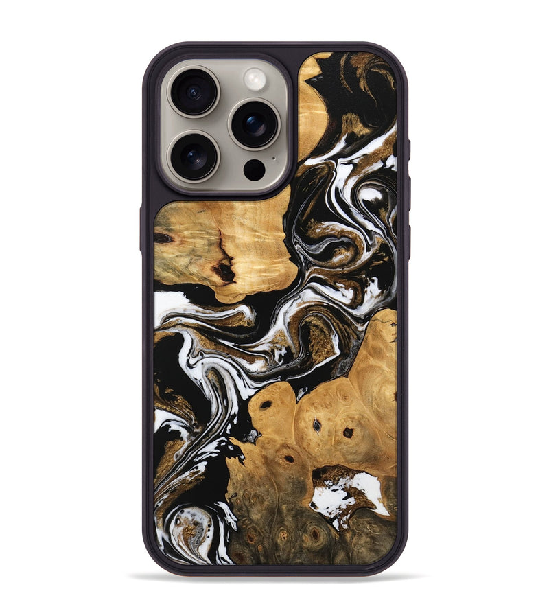 iPhone 15 Pro Max Wood Phone Case - Allyssa (Black & White, 745782)