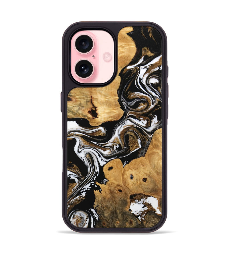 iPhone 16 Wood Phone Case - Allyssa (Black & White, 745782)