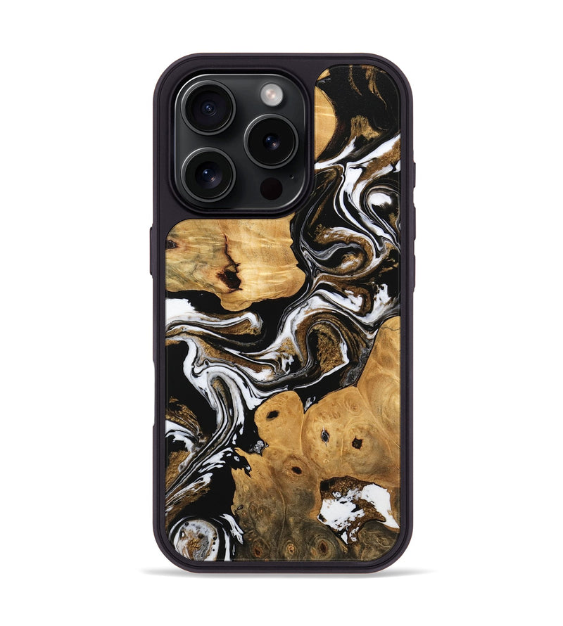 iPhone 16 Pro Wood Phone Case - Allyssa (Black & White, 745782)