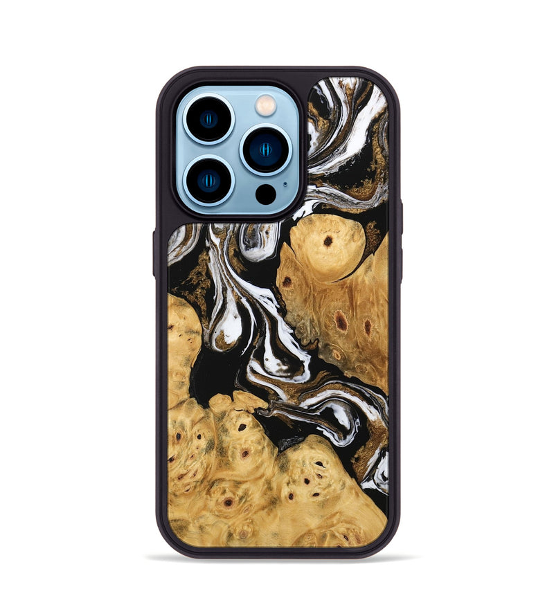 iPhone 14 Pro Wood Phone Case - Catina (Black & White, 745783)