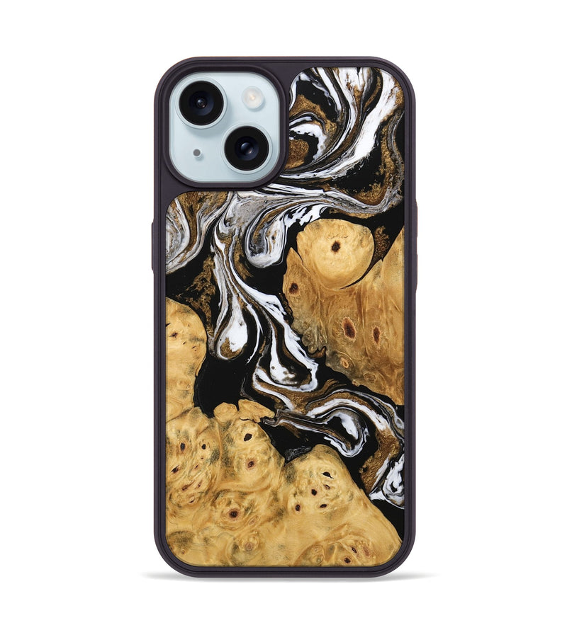 iPhone 15 Wood Phone Case - Catina (Black & White, 745783)