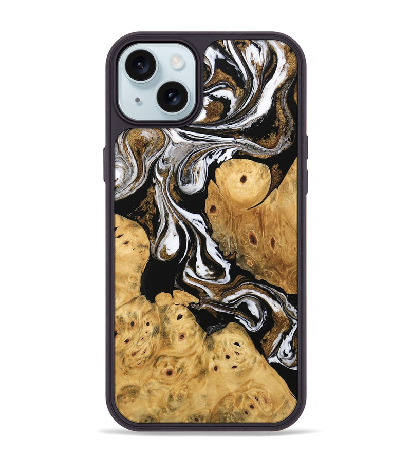 iPhone 15 Plus Wood Phone Case - Catina (Black & White, 745783)