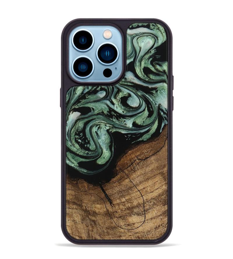 iPhone 14 Pro Max Wood Phone Case - Flossie (Green, 745785)