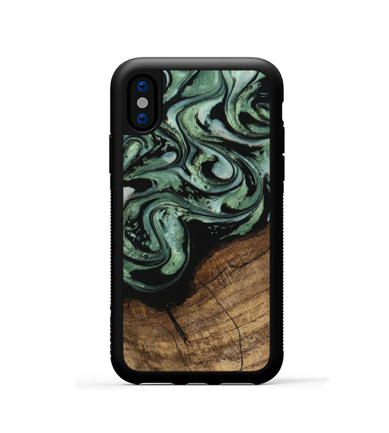 iPhone Xs Wood Phone Case - Flossie (Green, 745785)