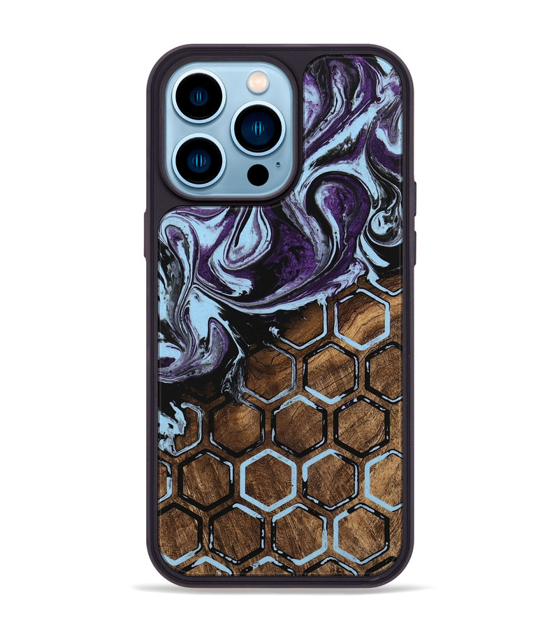 iPhone 14 Pro Max Wood Phone Case - Barney (Pattern, 745800)