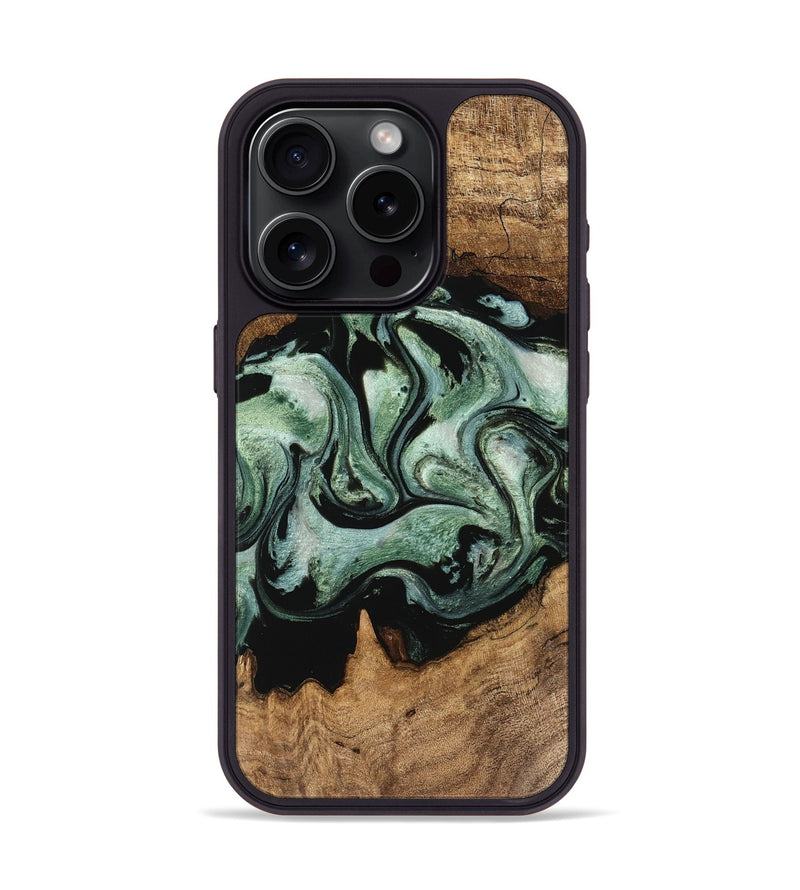 iPhone 15 Pro Wood Phone Case - Gino (Green, 745804)