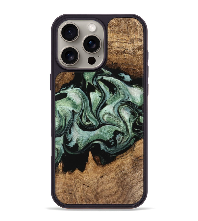 iPhone 16 Pro Max Wood Phone Case - Gino (Green, 745804)