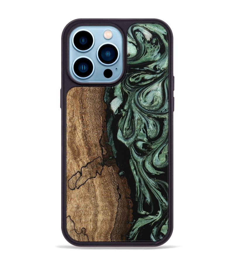 iPhone 14 Pro Max Wood Phone Case - Blaze (Green, 745805)